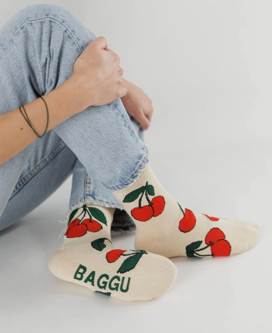 BAGGU Crew Socks Cherry