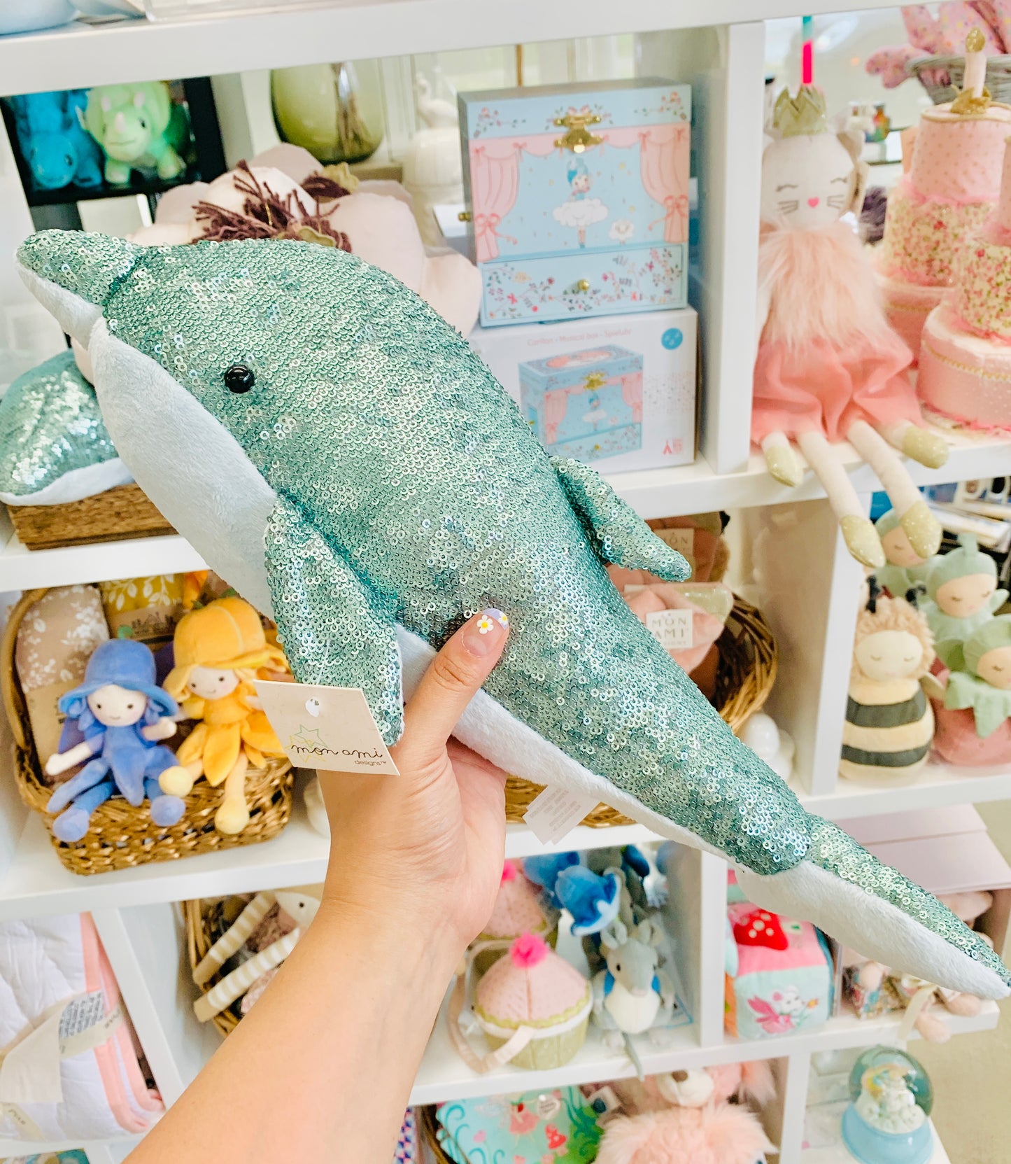 Mon Ami Sequin Dolphin Plush