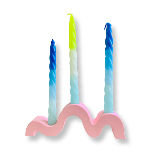 Pink Squiggle Candle Holder
